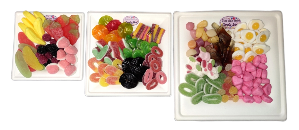 Beispielbild unserer kleinen Süßigkeitenplatten für ihre Firmenfeier oder Geburtstagsfeier. In 4 Geschmacksvarianten ist unsere kleine Partyplatte erhältlich.